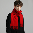Кашемировый шарф красный однотонный мужской стильный 180*33 см