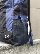 Универсальный туристический рюкзак 55 литров из влагоотталкивающей ткани черно синий - изображение 4