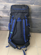 Универсальный туристический рюкзак 85 литров из влагоотталкивающей ткани походный черно синий - изображение 7