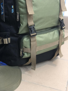 Універсальний рюкзак тактичний 75 літрів, військовий водовідштовхувальний рюкзак із щільної тактичної тканини чорно зелений - зображення 3
