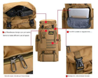 Рюкзак тактический XS-F21, песочный, 40 л - изображение 3