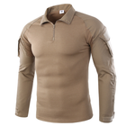 Тактическая рубашка Lesko A655 Sand Khaki размер мужская хлопковая рубашка с карманами на кнопках на рукавах S (OPT-9541) - изображение 1