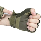 Перчатки тактические короткие Han-Wild HW72 Green L мужские с защитными вставками без пальцев LOZ - изображение 3