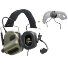 Активні навушники з гарнітурою мікрофоном Earmor M32 Хакі + кріплення на шолом каску (15020kr) - зображення 1