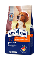 Сухой корм для взрослых собак Клуб 4 лапы Премиум для средних пород