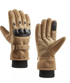 Зимові тактичні рукавички олива, теплі рукавички для ЗСУ, військові штурмові рукавички з хутром мех олива - зображення 1