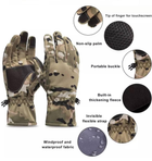 Теплі водонепроникні тактичні рукавички Зимові CAMO M - зображення 4