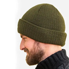 Чоловіча тактична трикотажна шапка на флісі з відворотом, Оліва - зображення 10