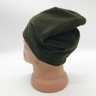 Зимова тепла чоловіча шапка з мікрофлісу, Оліва - зображення 3
