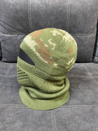 Зимова балаклава шапка універсальний розмір зелений камуфляж - зображення 3