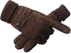 Тактильні зимові чоловічі замшеві рукавички коричневого кольору - зображення 1
