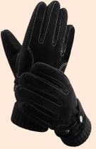 Мужские замшевые зимние перчатки черные Touch - изображение 2
