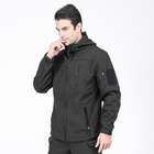 Тактическая куртка Lesko A013 Black S спортивная флисовая куртка с затяжками и капюшоном осень-зима TK_2359 - изображение 3
