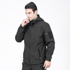 Тактична куртка Lesko A013 Black L чоловіча куртка на флісі з капюшоном і кишенями на рукавах TK_2359 - зображення 3