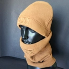 Комплект шапка та бафф флісова тепла тактична 5.11 Tactical чоловіча жіноча зимова Хакі (0312) - зображення 1