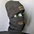 Комплект шапка та бафф флісова тепла тактична 5.11 Tactical чоловіча жіноча зимова Чорний (0312) - зображення 3