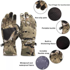 Рукавички тактичні водовідштовхувальні зимові камуфляжні перчатки утеплені флісом Combat Camo піксель XL - зображення 4