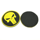 Шеврон Punisher (Каратель) круглый 8см желтый череп Панишер на черном, нашивка ВСУ нагрудный/нарукавный патч - изображение 2