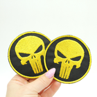 Шеврон Punisher (Каратель) круглый 8см желтый череп Панишер на черном, нашивка ВСУ нагрудный/нарукавный патч - изображение 4
