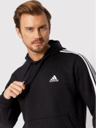 Bluza męska z kapturem ocieplana Adidas 3 Stripe Fleece Hoody Czarna GK9072 M Czarna (4064045329119 ) - obraz 4