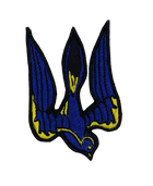 Шеврон на липучці Ластівка Тризуб патріотична 9см х 6см синьо-жовта (12094)