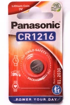 Батарейка Элемент питания литиевый кнопочный PANASONIC CR-1216EL/1B