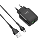 Мережевий зарядний пристрій HOCO C72Q Glorious single port QC3.0 charger set(Micro) 18W Black (6931474732521)