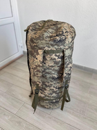 Сумка баул-рюкзак влагозащитный тактический армейский военный 95 л Пиксель - изображение 5