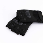 Тактические перчатки беспалые с накладкой черные 2107b L - изображение 3