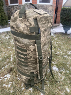 Тактичний військовий баул 100 літрів тканина кордура 1100 ВСУ сумка похідний рюкзак з місцем під каремат піксель 181818782 - зображення 8
