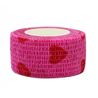 Бинт самоклеящийся эластичный Coban 2,5 см, Розовый в красное сердечко, фиксирующий самоскрепляющийся, бинт кобан разная расцветка, аутоадгезийний бинт, 2,5 см х 4,5м - изображение 1