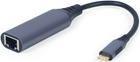 Cablexpert Adapter sieciowy USB Type-C do RJ-45 Gigabit 0,15 m szary (A-USB3C-LAN-01) - obraz 2