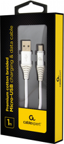 Кабель Cablexpert USB — MicroUSB 1 м Silver/White (CC-USB2B-AMmBM-1M-BW2) - зображення 2