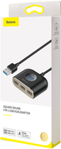 USB Hub Baseus Square Round 4 in 1 USB3.0 - USB 3.0 / 3 х USB 2.0 Black (CAHUB-AY01) - зображення 6