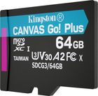 Kingston MicroSDXC 64GB Canvas Go! Plus Class 10 UHS-I U3 V30 A2 + SD-адаптер (SDCG3/64GB) - зображення 4