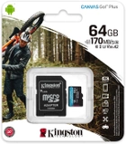 Kingston MicroSDXC 64GB Canvas Go! Plus Class 10 UHS-I U3 V30 A2 + SD-адаптер (SDCG3/64GB) - зображення 7