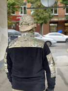 Кофта флисовая мужская военная тактическая с липучками под шевроны ВСУ (ЗСУ) Мультикам 8042 46 размер черная - изображение 9