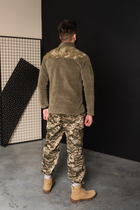 Кофта флисовая мужская тактическая с липучками под шевроны Bikatex Турция ВСУ (ЗСУ) Мультикам 8099 S хаки - изображение 5