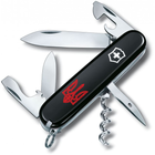 Нож складной 91 мм, 12 функций Victorinox SPARTAN UKRAINE Черный/Трезубец плетёный красный - изображение 1