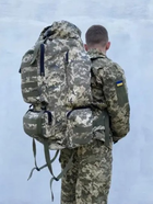Рюкзак ЗСУ тактичний 100 л військовий армійський колір піксель + шапка - зображення 3