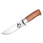 Нож охотничий с деревянной ручкой, с рисунком голова волка на клинке сталь 440C - изображение 5