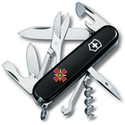 Ніж складаний швейцарський 91 мм/14 функцій Victorinox CLIMBER ARMY Чорний/Емблема СВ ЗСУ