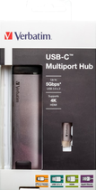 USB-хаб Verbatim USB-C Adapter USB 3.1 GEN 1 / USB 3.0 x 2 / HDMI / RJ45 (49141) - зображення 5