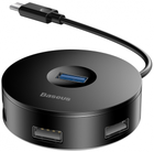 Adapter Baseus Round Box USB Type-C - USB 3.0/ 3 x USB 2.0/ microUSB Czarny (CAHUB-G01)