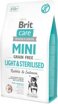Sucha karma dla dorosłych psów ras miniaturowych z nadwagą lub sterylizowane Brit Care Mini Light & Sterilised 2 kg (8595602521067) - obraz 1