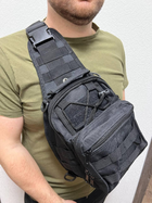 Сумка через плече тактическая чёрная нагрудная, сумка слинг - изображение 1