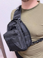 Сумка через плече тактическая чёрная нагрудная, сумка слинг - изображение 2
