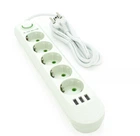 Сетевой фильтр-удлинитель Voltronic F05UW 5 розеток + 3 USB, 1.5 м, 3х0,75мм, 2500W, White