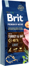 Sucha karma dla psów Brit Premium Light z nadwagą o smaku indyka 15 kg (8595602526604) - obraz 1