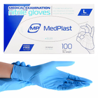 Перчатки нитриловые Medplast, плотность 4 г. - голубые (100 шт) L (8-9) - изображение 1